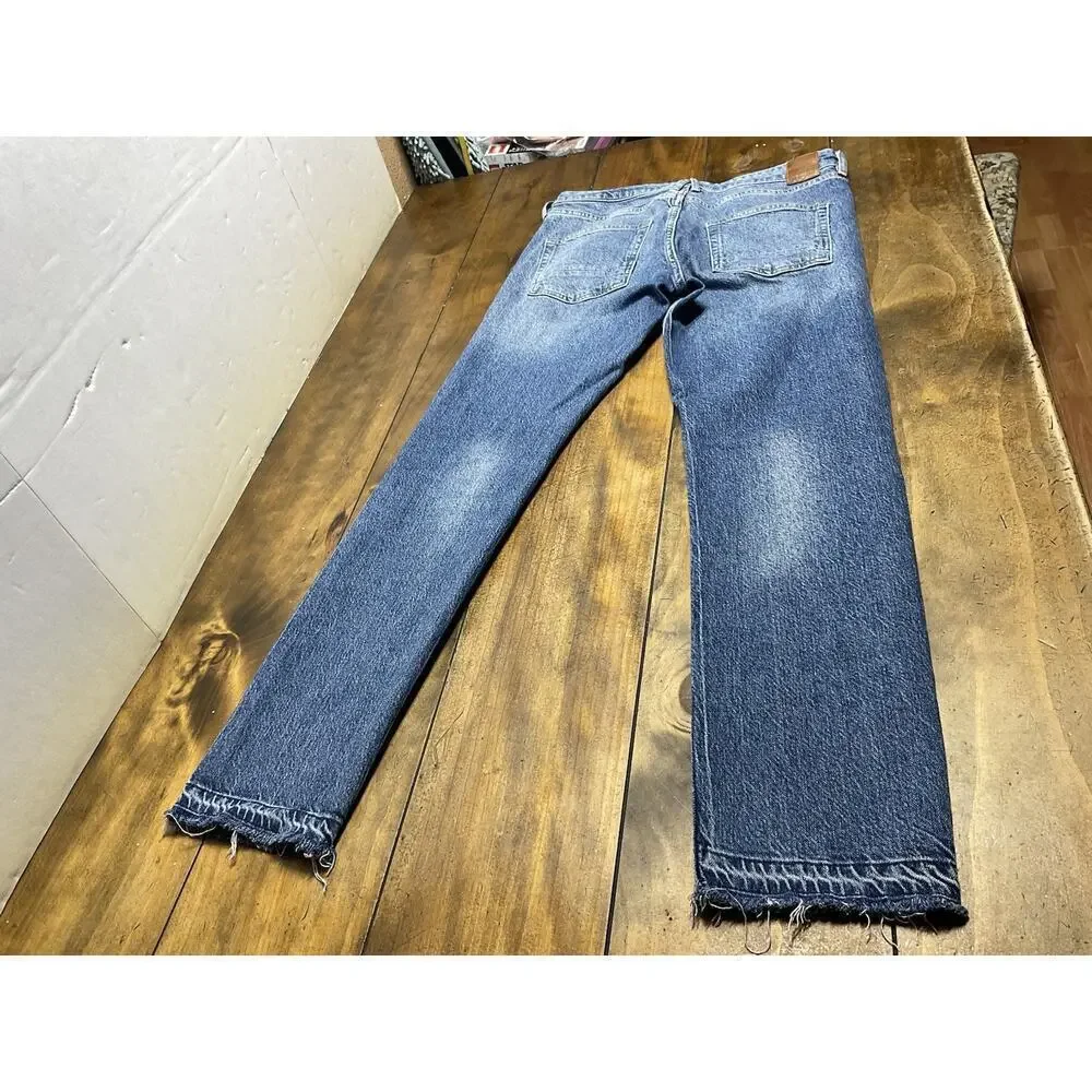We The Free People Jeans Womens 29 Straight Distressed Boho Hippie Raw Hem